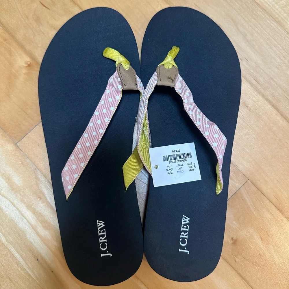 J.Crew Black and Pink Polka Dot Sandals - Picture 1 of 6